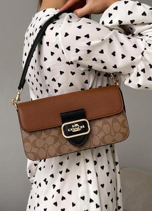 Сумка coach коуч качатель черная коричневая morgan