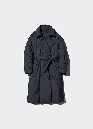Uniqlo длинное пальто с поясом на пуху