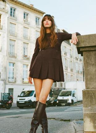 Теплое трикотажное платье со складками, новинка zara