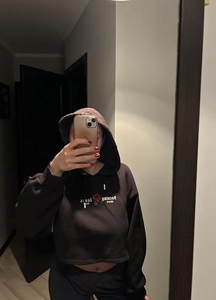 Укороченный худи с капюшоном 🌹