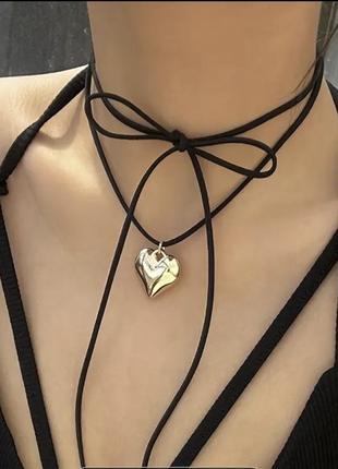 Чокер колье завязка на шею сердце 🖤