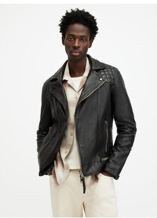 Новая кожаная куртка allsaints  conroy textured leather biker jacket из овчины - l