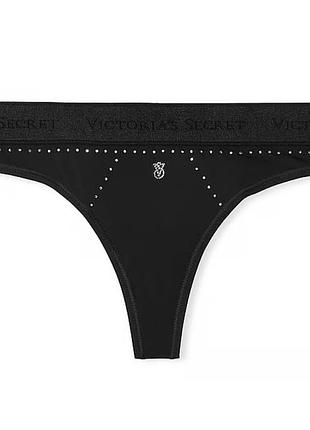 Трусики victoria’s secret з лого-резинкою і камінцями