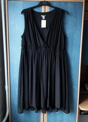 Шифоновое платье, сарафан на стрейчевой подкладке, 56-58, полиэстер, h&m.