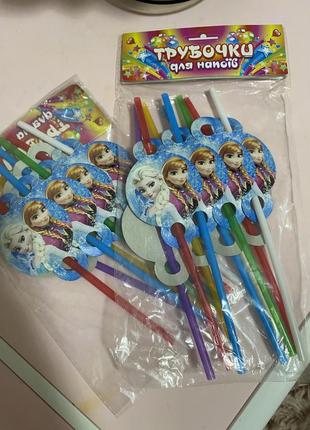 Трубочки для напитков, холодное сердце, 16шт