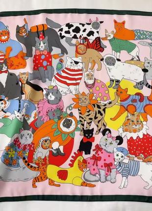 Шелковый платок с принтом коты