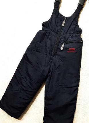 Xtd деми/зима полукомбинезон на бретелях синий тёплый  комбинезон на мальчика 3-4года