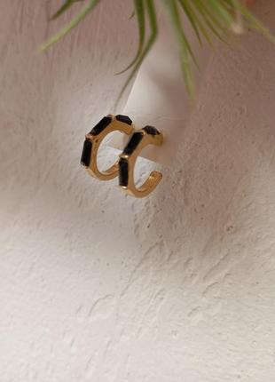 Сережки кільця ( гвоздики , вкрутки ) з чорною емаллю