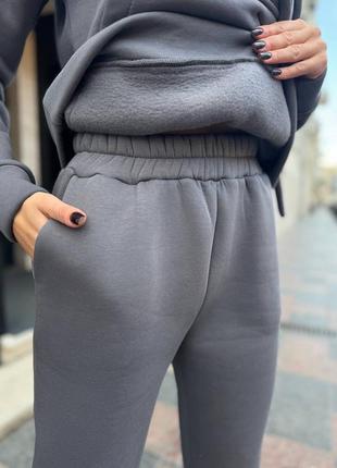 Костюм базовий спортивний жіночий худі оверсайз кофта з капюшоном штани комплект на...