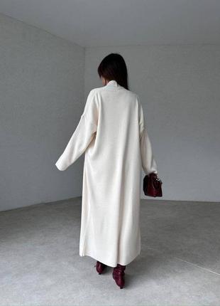 Стильный комплект кардиган + платье миди с v-образным вырезом и боковыми разрезами элегантный костюм