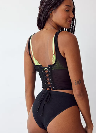 Корсетный прозрачный черный топ сетка с шнуровкой от urban outfitters4 фото
