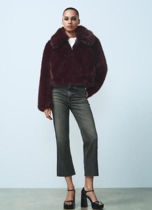 Шуба зара zara шубка бургунди бордо