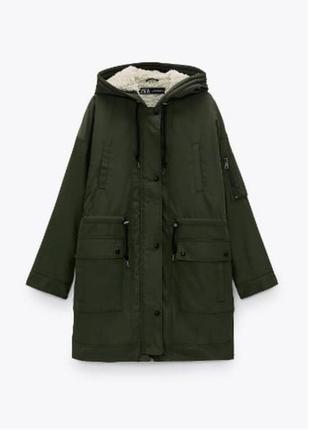 Утепленная парка женская zara s,m
