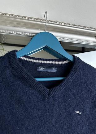 Шерстяной свитер easy синего цвета 6