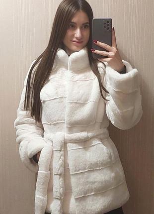 Эко шуба белая 80 см