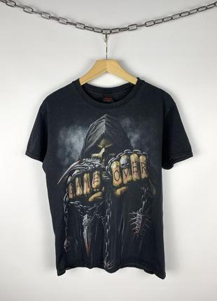 Винтажный мерч футболка skulls spiral rock band graphic