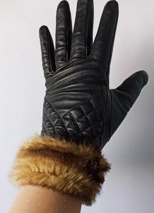 Перчатки alexandra bartlett из натуральной кожи с отделкой из искусственного меха
