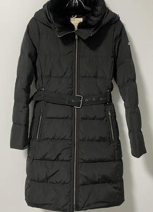 Пуховое черное пальто esprit, куртка пуховик, натуральный пух