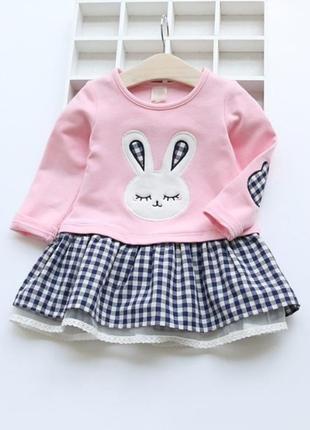 Платье для девочки с зайчиком розовое