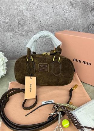Коричнева замшева сумка міу міу миумиу miu miu