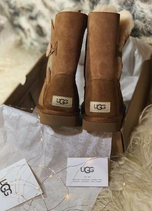 Женские коричневые угги ugg  bailey button brown5 фото