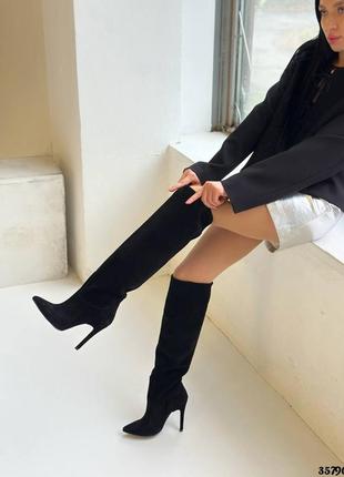 🖤сапоги без молнии на каблуке