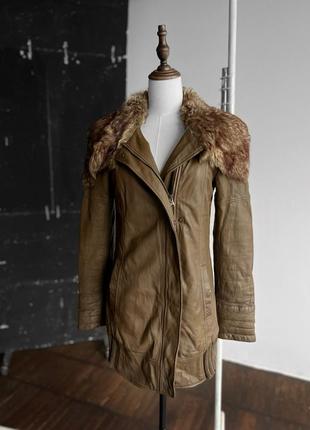 Patrizia pele womens premium lamb leather coat padded jacket sheepskin fur collar женская, премиальная, кожаная куртка с мехом