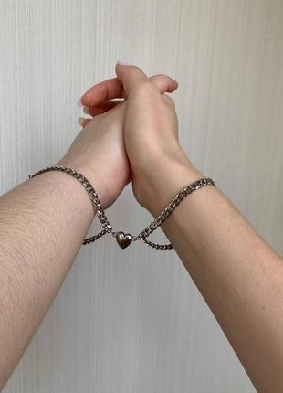 Парные браслеты с сердечками на магнитике