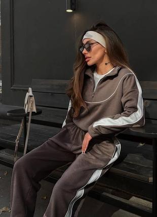 Женский теплый спортивный костюм женский прогулочный повседневный костюм на флисе теплый женский костюм