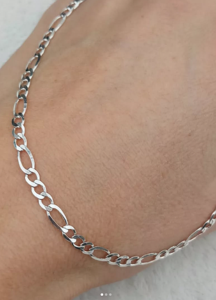 Новий срібний ланцюжок плетіння картьє(фігаро)