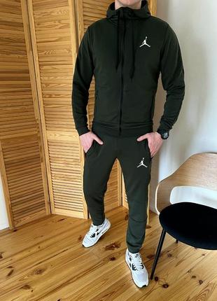 Спортивный костюм мужской зип худи штаны зеленый весна лето осень xl-xxl