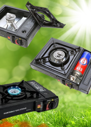 Газовая портативная плита в кейсе переносная мини плитка туристическая походная под газовый балон