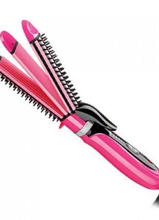 Опис праску для волосся gm 2922, плойка для волосся, гофре, локон 3 в 1 рожевий.м+