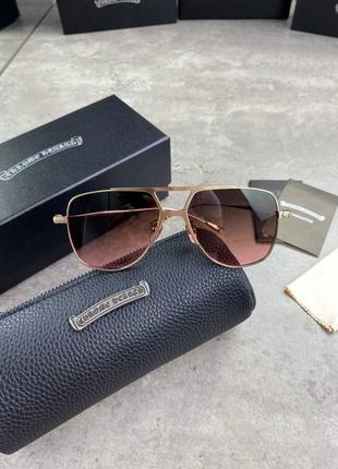 Очки золотые chrome hearts titanium 43537