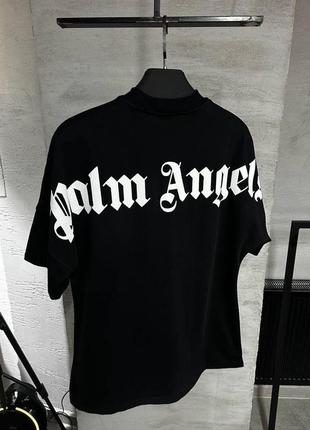 Чоловіча футболка palm angels на зиму у чорному кольорі premium якості на кожен день