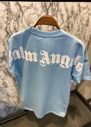 Чоловіча футболка palm angels на зиму у блакитному кольорі premium якості на кожен день