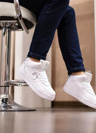 Чоловічі кросівки nike air force 1 high white (хутро)