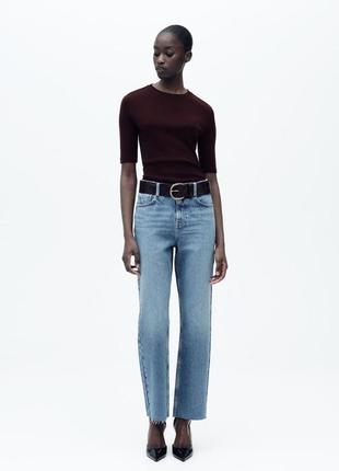 Джинси zara high rise straight
