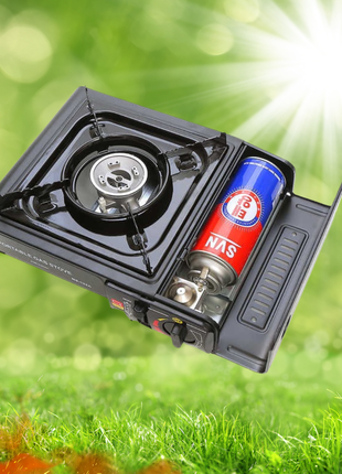 Портативная газовая плита для кемпинга, туристическая мини плитка в кейсе, переносная плита6 фото