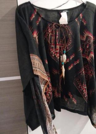 Винтажная блуза пончо tally well one size
