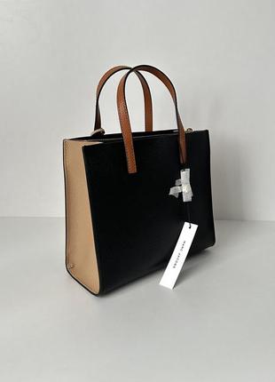 Кожаная сумка mini grind leather tote colorblock smoked almond marc jacobs5 фото
