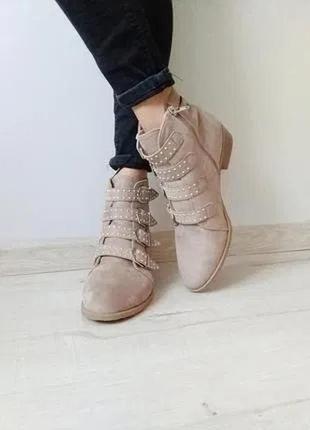 Женские замшевые розовые ботинки, сапоги