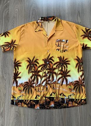 Мужская рубашка гавайка с принтом fight the wall