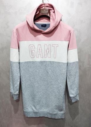 Gant, стильная удлиненная хлопковая толстовка с капюшоном премиального бренда6 фото