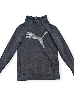Тепла кофта puma сіре худі з коміром хомутом кенгурушка 2