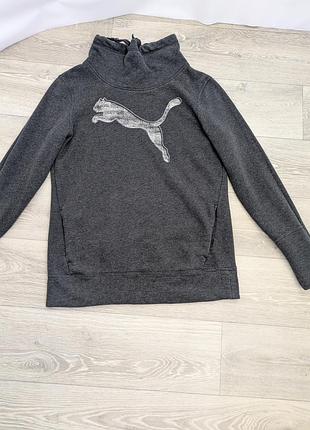 Тепла кофта puma сіре худі з коміром хомутом кенгурушка 3