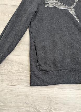 Тепла кофта puma сіре худі з коміром хомутом кенгурушка 4