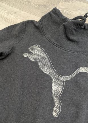 Тепла кофта puma сіре худі з коміром хомутом кенгурушка 8