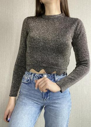 Кроп топ кофта женская с люрексом