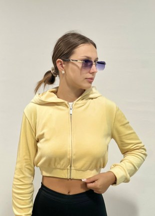 Велюрове худі на блискавці h&m